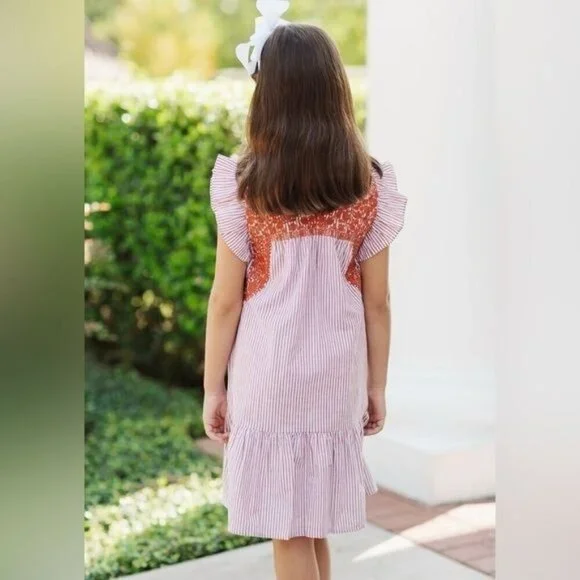 J. Marie Schaeffer Baby Dress 2T & 3T NWT Burnt Orange Embroidered Cotton Ruffle - Picture 5 of 5